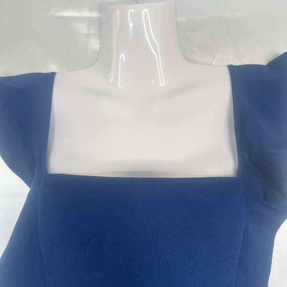 NWT BCBG Paris Mini Dress Sz 12/14 Blue Sleeveless Ruffle Straps faux wrap - Picture 6 of 10